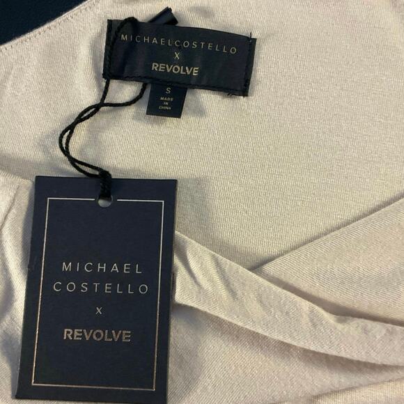 NWT Michael Costello x Revolve Beige Jada One Shoulder Mini Dress Size S - Picture 6 of 10